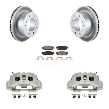 Rear Brake Caliper Coat Rotor & Ceramic Pad Kit For Chevrolet Suburban With 8 Lug Wheels KCG-100179C