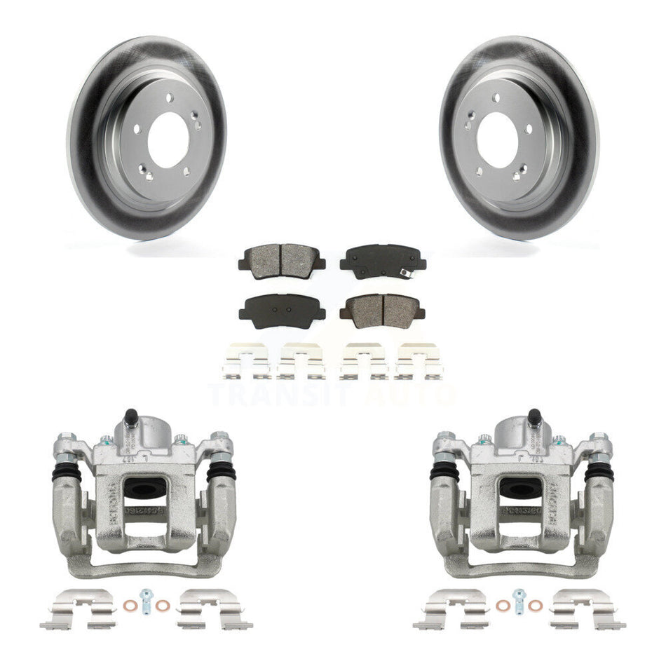 Rear Disc Brake Caliper Coated Rotors And Semi-Metallic Pad Kit For 2013 Kia Optima 2.4L KCG-100179S