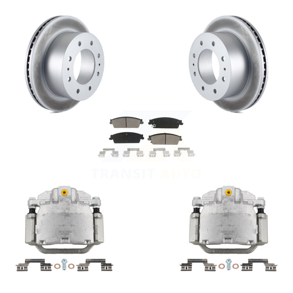 Rear Brake Caliper Coat Rotor & Ceramic Pad Kit For 2011 Chevrolet Silverado 1500 Hybrid KCG-100180C