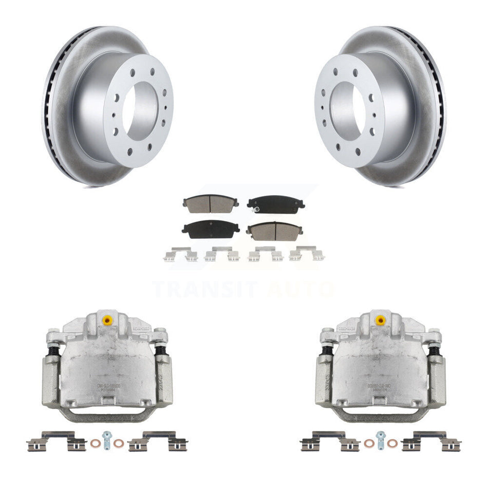 Rear Brake Caliper Coat Rotor & Ceramic Pad Kit For 2011 Chevrolet Silverado 1500 Hybrid KCG-100180C