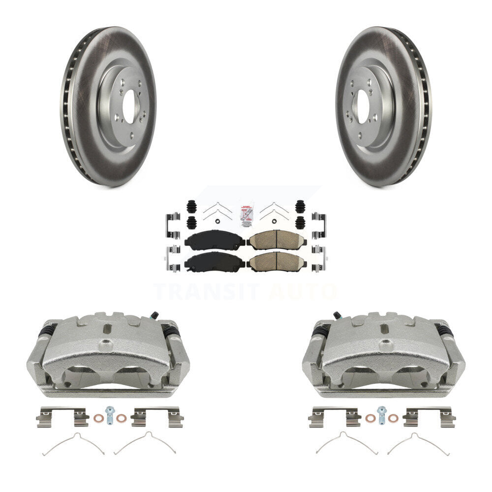 Front Disc Brake Caliper Coated Rotors And Ceramic Pads Kit For 2009-2015 Honda Pilot KCG-100180N