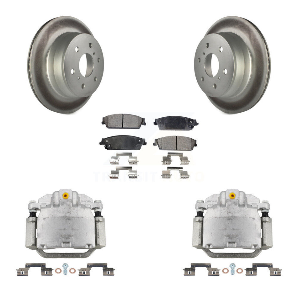 Rear Brake Caliper Coat Rotor Ceramic Pad Kit For Chevrolet GMC Sierra 1500 Silverado XL KCG-100180T