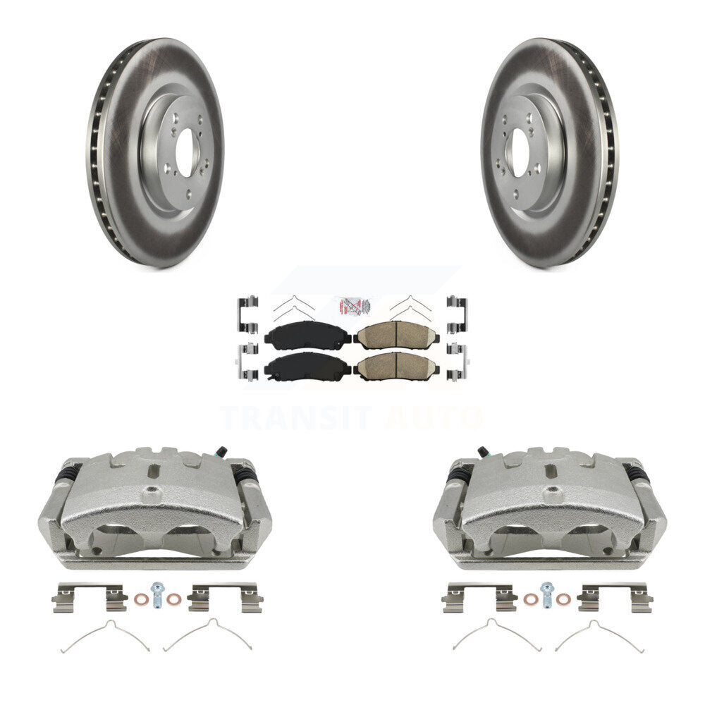 Front Disc Brake Caliper Coated Rotors And Ceramic Pads Kit For 2009-2015 Honda Pilot KCG-100181N
