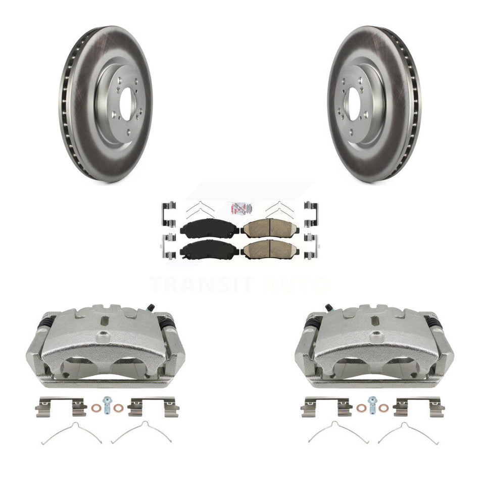 Front Disc Brake Caliper Coated Rotors And Ceramic Pads Kit For 2009-2015 Honda Pilot KCG-100181N