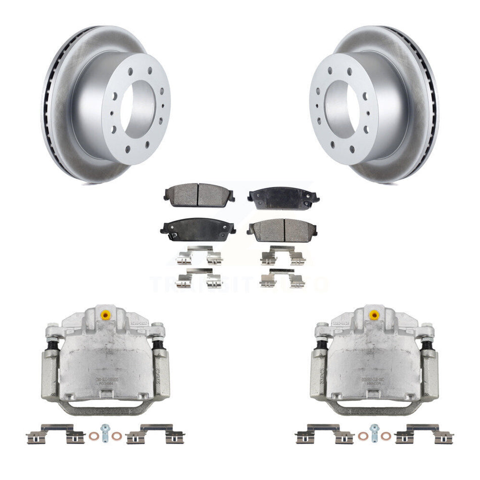 Rear Brake Caliper Coat Rotor & Ceramic Pad Kit For 2011 Chevrolet Silverado 1500 Hybrid KCG-100181T