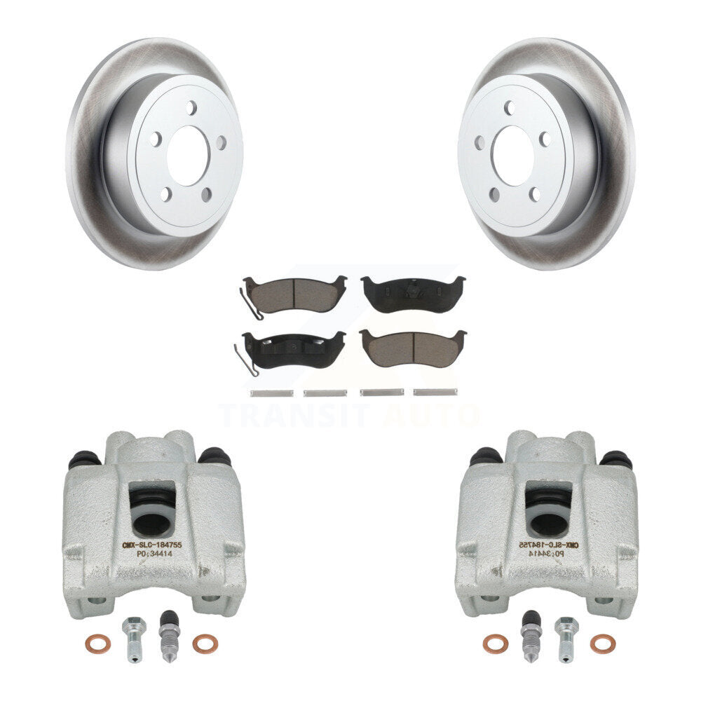 Rear Disc Brake Caliper Coated Rotors And Ceramic Pads Kit For Jeep Liberty Wrangler TJ KCG-100182C by Transit Auto