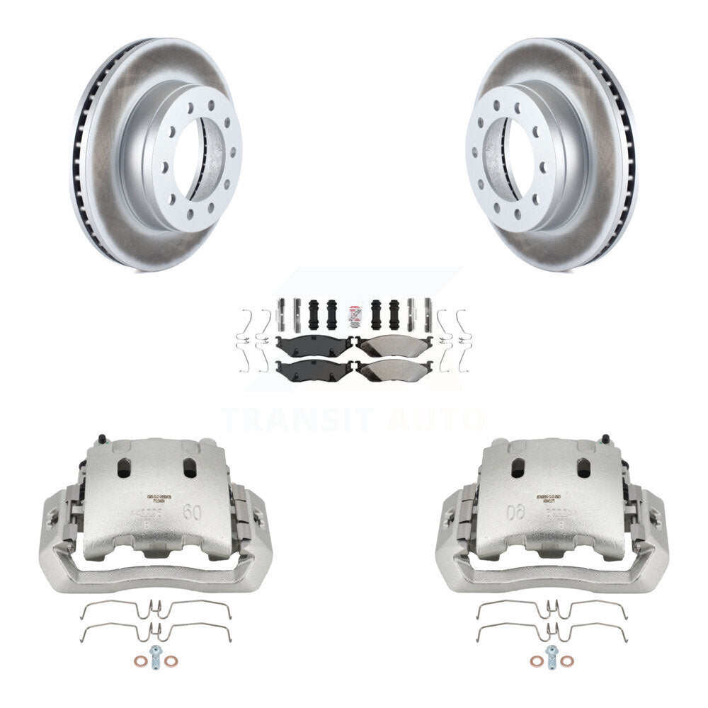 Front Brake Caliper Coat Rotor And Semi-Metallic Pad Kit For Ford F-450 Super Duty F-550 KCG-100182N