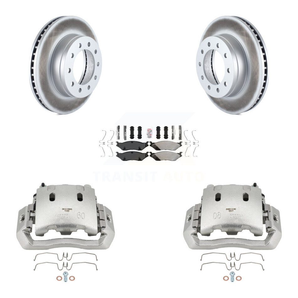 Front Brake Caliper Coat Rotor And Semi-Metallic Pad Kit For Ford F-450 Super Duty F-550 KCG-100182N