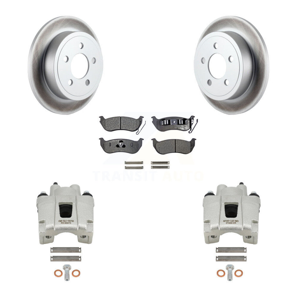 Rear Disc Brake Caliper Coated Rotors And Semi-Metallic Pads Kit For Jeep Liberty Wrangler TJ KCG-100182P