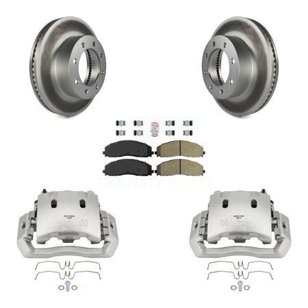 Front Disc Brake Caliper Coat Rotors And Semi-Metallic Pad Kit For Ford F-450 Super Duty KCG-100184N