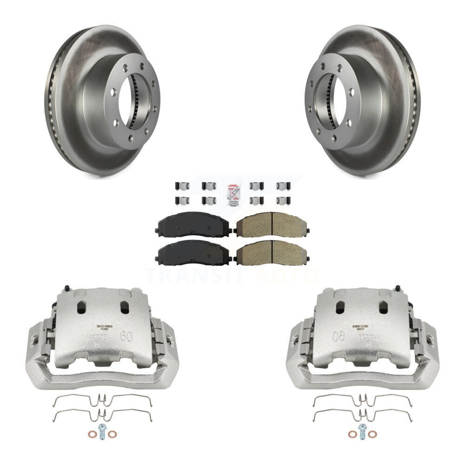 Front Disc Brake Caliper Coat Rotors And Semi-Metallic Pad Kit For Ford F-450 Super Duty KCG-100184N