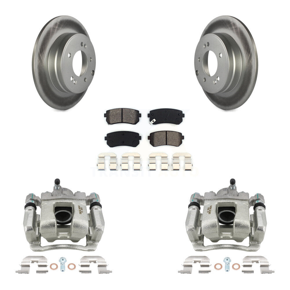 Rear Disc Brake Caliper Coated Rotors And Semi-Metallic Pads Kit For Hyundai Tucson KCG-100184S