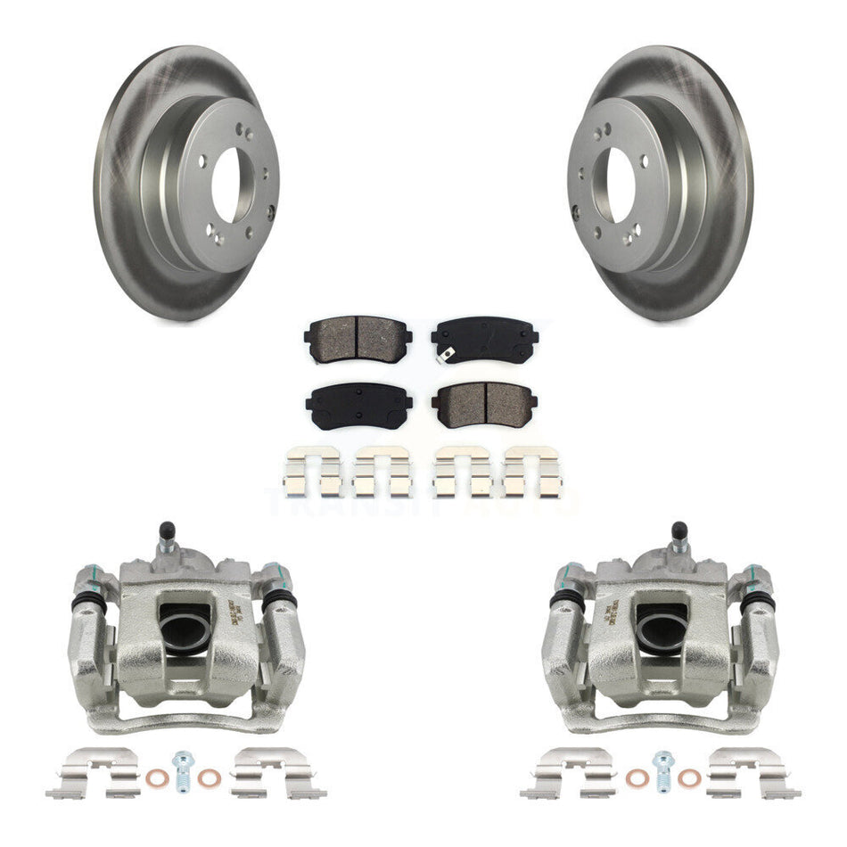 Rear Disc Brake Caliper Coated Rotors And Semi-Metallic Pads Kit For Hyundai Tucson KCG-100184S