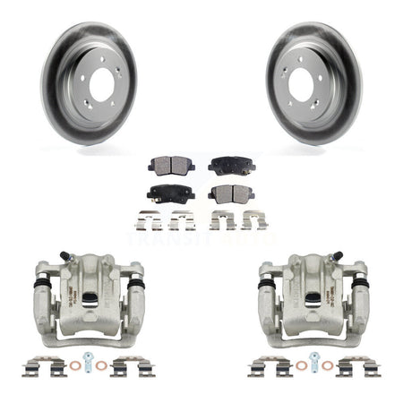 Rear Disc Brake Caliper Coated Rotors And Semi-Metallic Pad Kit For 2013 Kia Optima 2.0L KCG-100185P