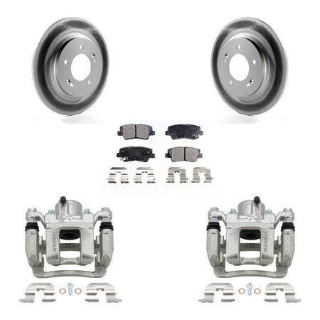 Rear Disc Brake Caliper Coated Rotors And Semi-Metallic Pad Kit For 2013 Kia Optima 2.4L KCG-100186P