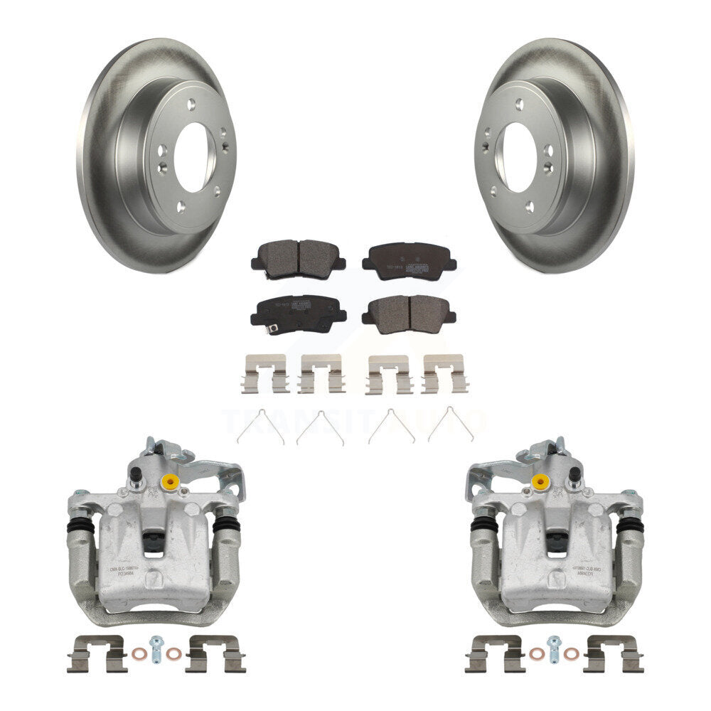 Rear Brake Caliper Coat Rotor & Ceramic Pad Kit For Kia Forte Hyundai Forte5 Veloster GT KCG-100186T