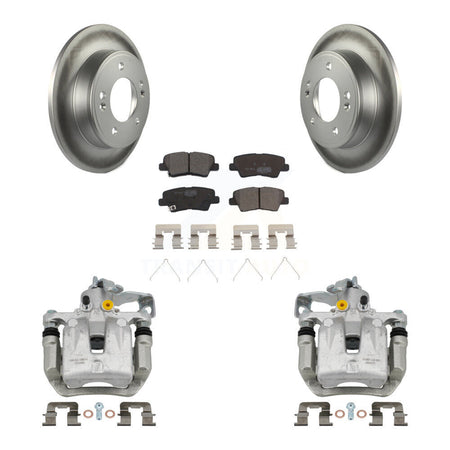Rear Brake Caliper Coat Rotor & Ceramic Pad Kit For Kia Forte Hyundai Forte5 Veloster GT KCG-100186T