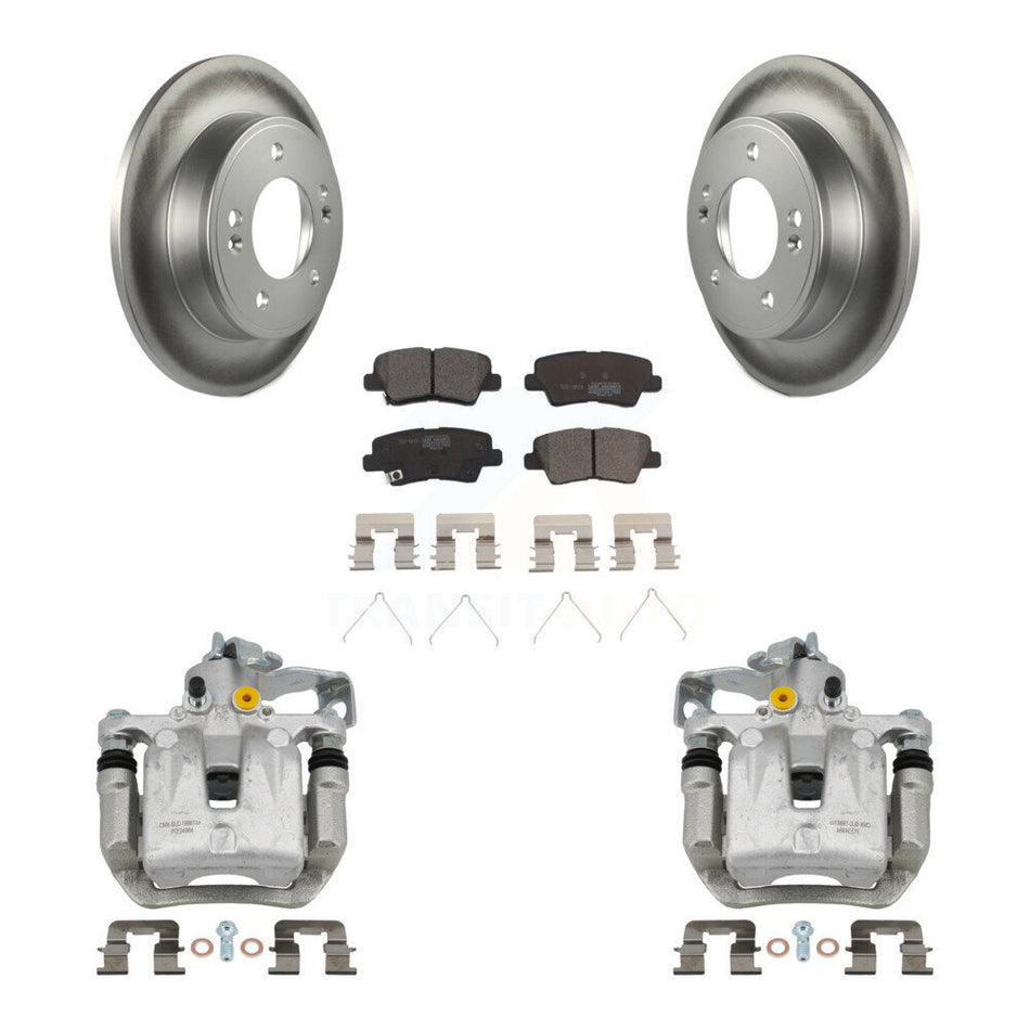 Rear Brake Caliper Coat Rotor & Ceramic Pad Kit For Kia Forte Hyundai Forte5 Veloster GT KCG-100186T