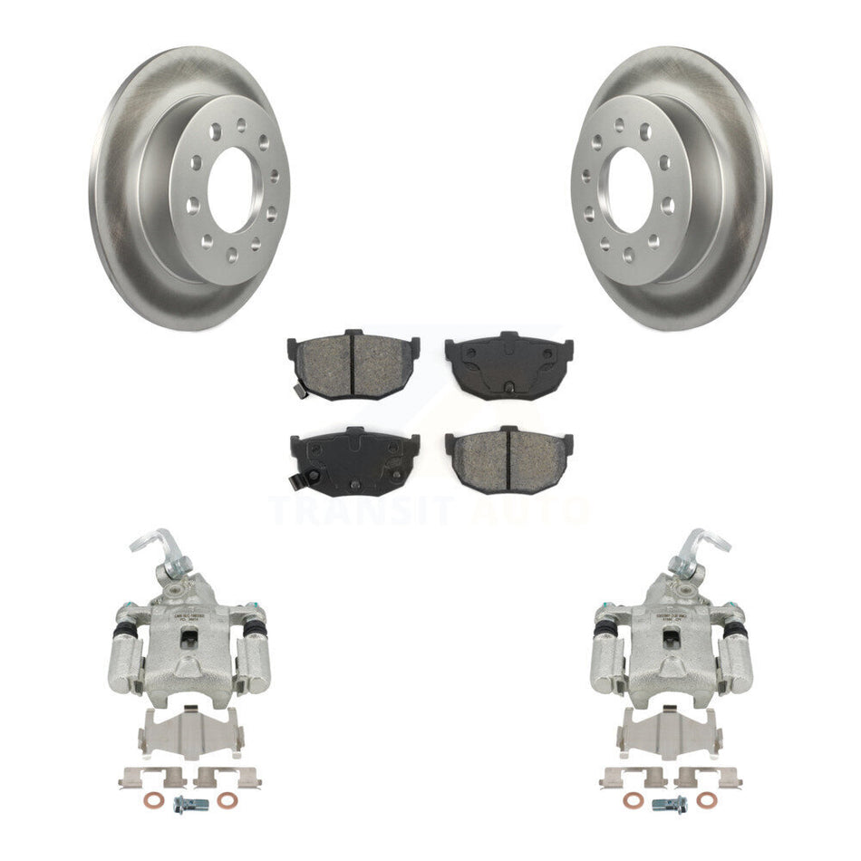 Rear Disc Brake Caliper Coated Rotors And Semi-Metallic Pads Kit For Hyundai Tiburon KCG-100187S by Transit Auto