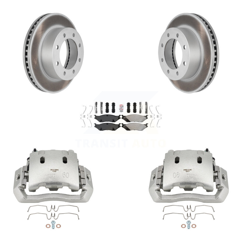 Front Disc Brake Caliper Coat Rotors And Semi-Metallic Pad Kit For Ford F-450 Super Duty KCG-100188N