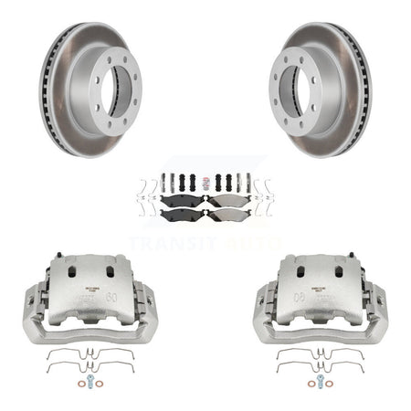 Front Disc Brake Caliper Coat Rotors And Semi-Metallic Pad Kit For Ford F-450 Super Duty KCG-100188N