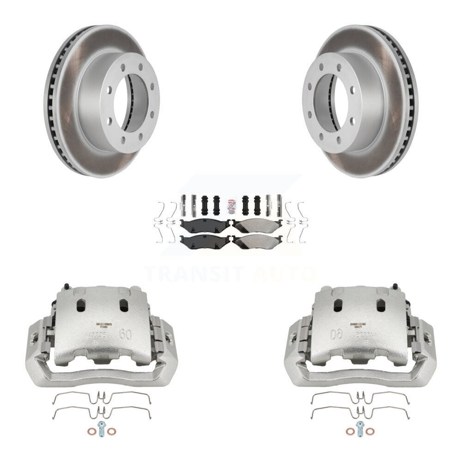 Front Disc Brake Caliper Coat Rotors And Semi-Metallic Pad Kit For Ford F-450 Super Duty KCG-100188N
