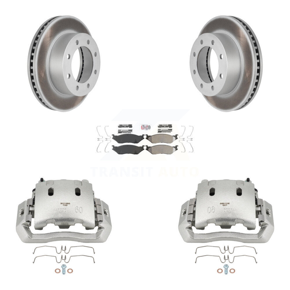 Front Disc Brake Caliper Coat Rotors And Semi-Metallic Pad Kit For Ford F-450 Super Duty KCG-100189N