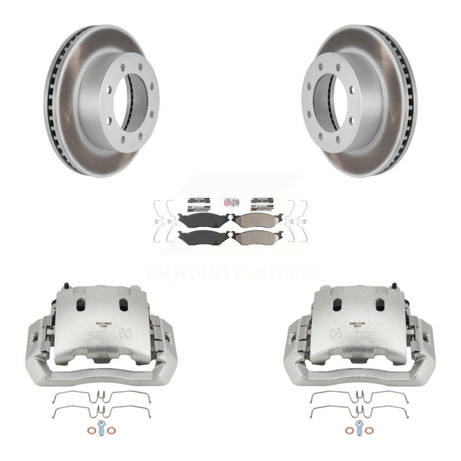Front Disc Brake Caliper Coat Rotors And Semi-Metallic Pad Kit For Ford F-450 Super Duty KCG-100189N