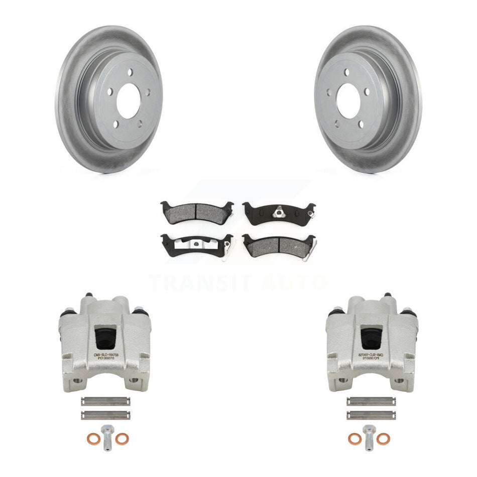 Rear Disc Brake Caliper Coated Rotors And Semi-Metallic Pads Kit For Ford Explorer Sport Trac KCG-100189S