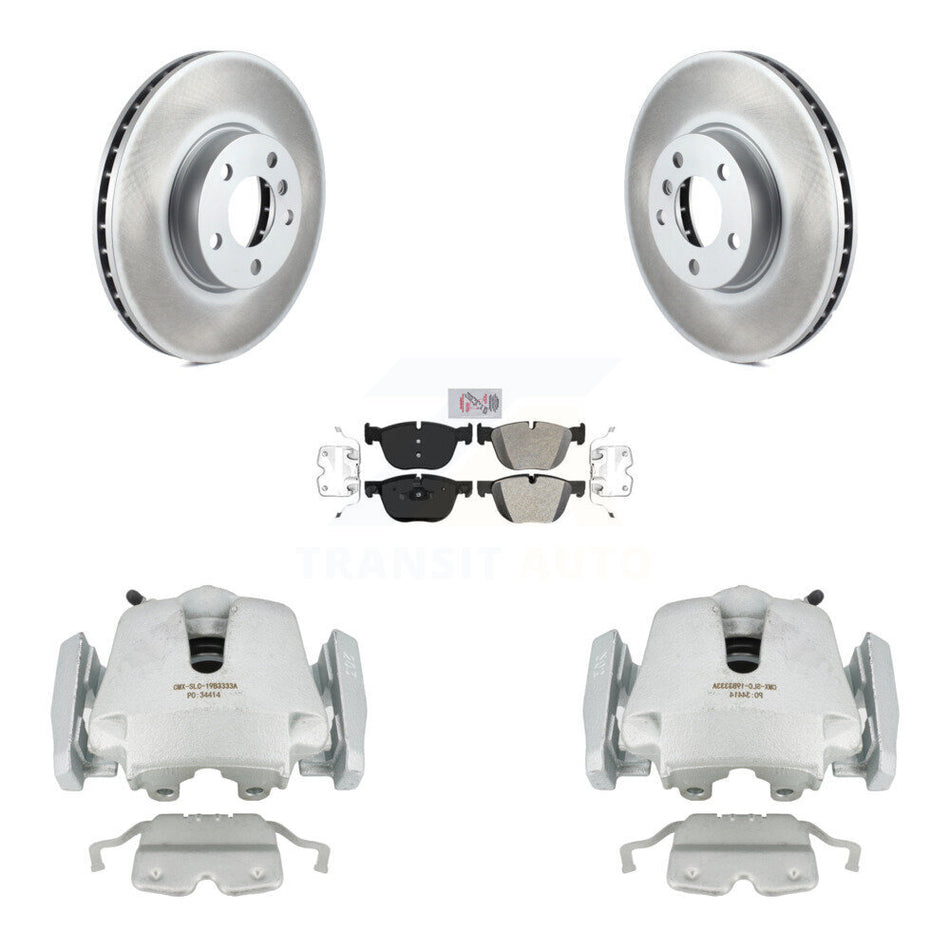 Front Disc Brake Caliper Coated Rotors And Semi-Metallic Pads Kit For BMW X5 X6 KCG-100190N