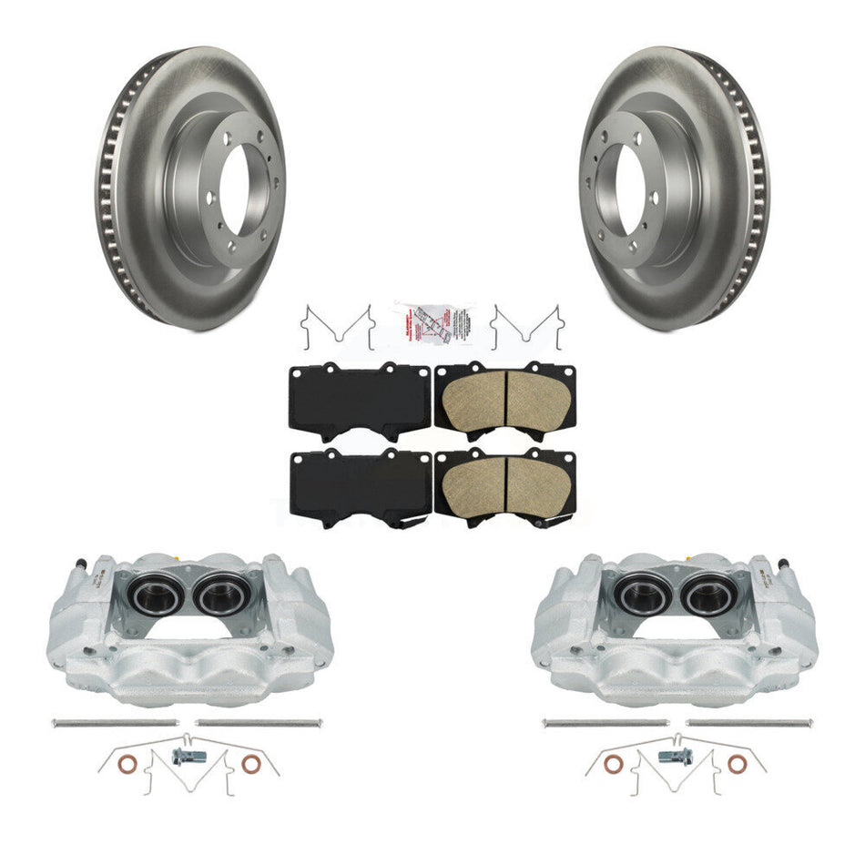 Front Disc Brake Caliper Coated Rotors And Ceramic Pads Kit For Toyota 4Runner Lexus GX460 KCG-100191N by Transit Auto