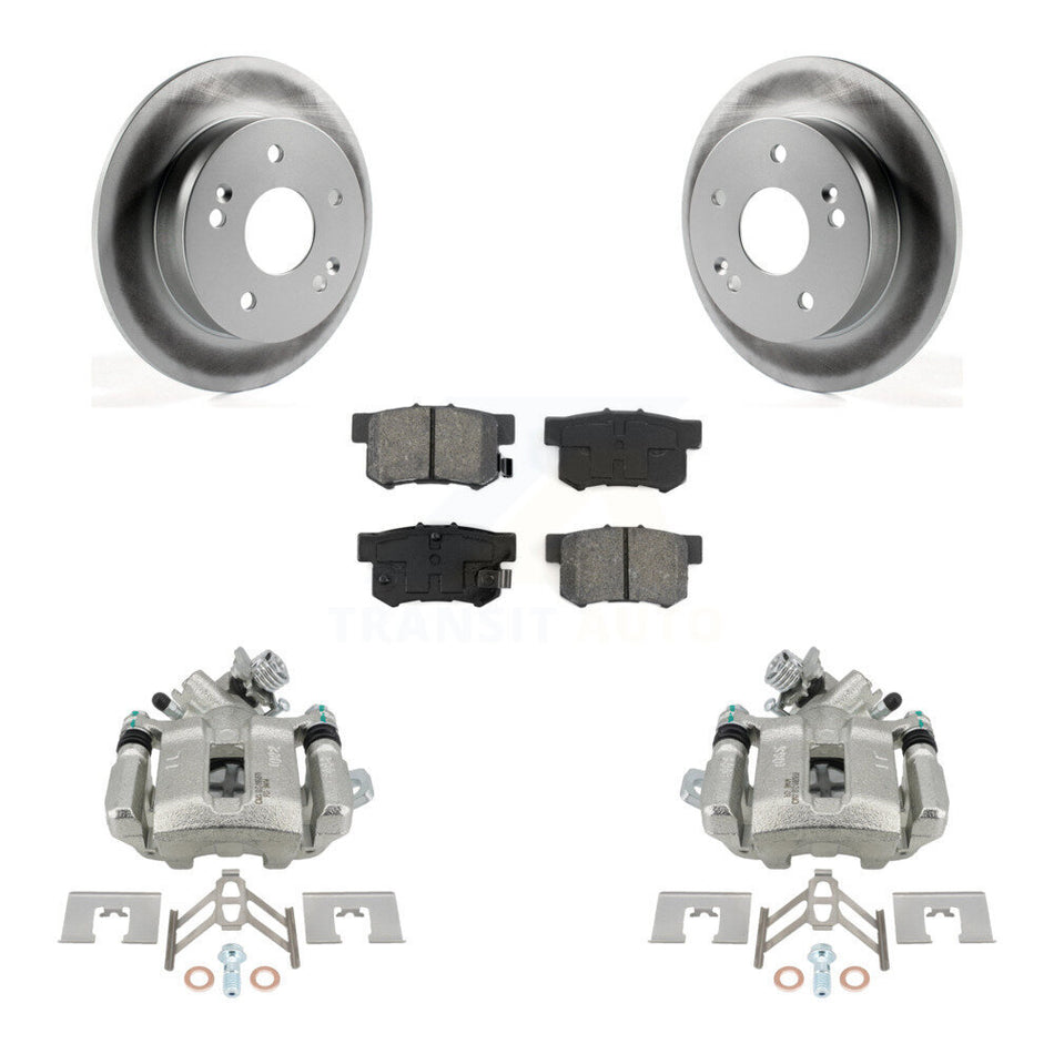 Rear Disc Brake Caliper Coated Rotor And Semi-Metallic Pad Kit For Honda Civic Acura RSX KCG-100192S