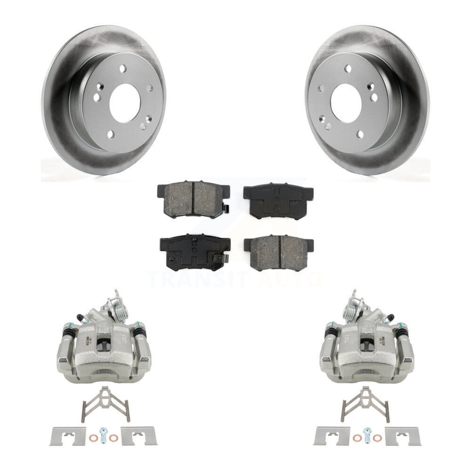 Rear Disc Brake Caliper Coat Rotor Semi-Metallic Pad Kit For 1998-2002 Honda Accord 3.0L KCG-100193S