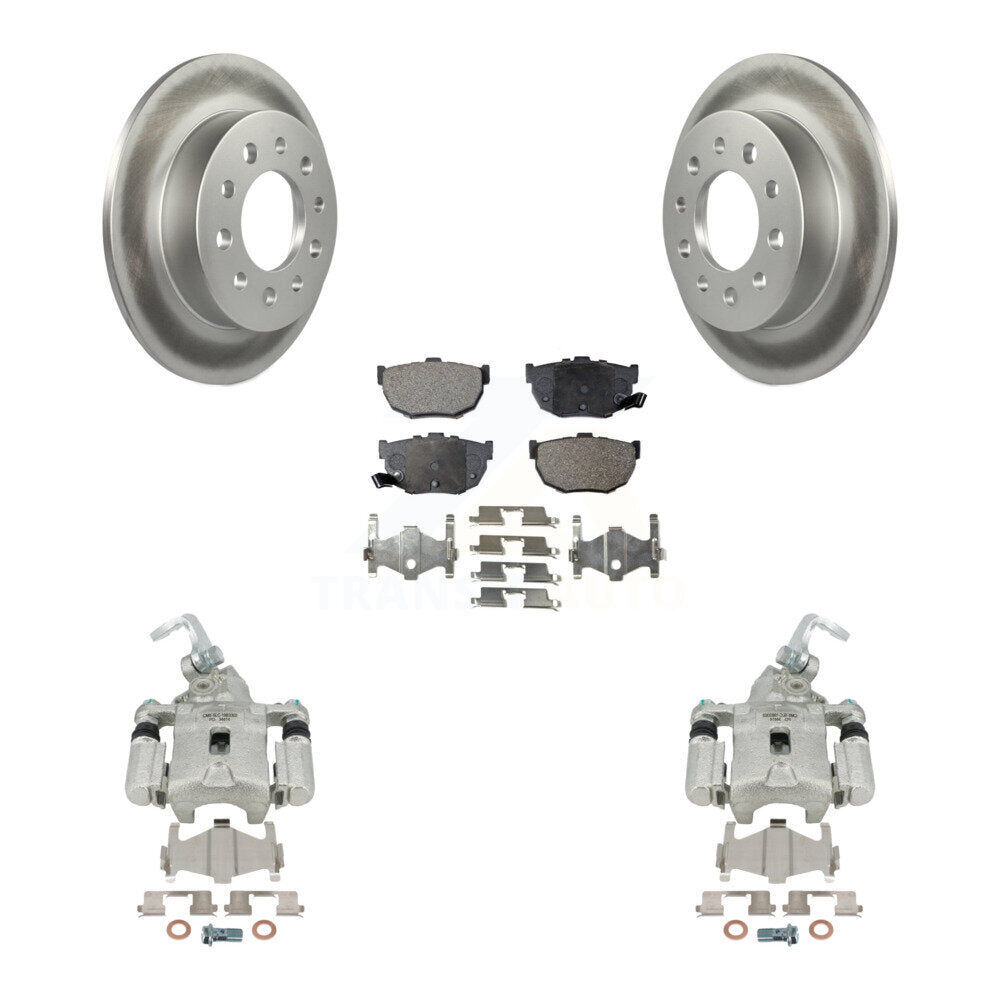 Rear Disc Brake Caliper Coated Rotors And Semi-Metallic Pads Kit For Hyundai Tiburon KCG-100194P by Transit Auto