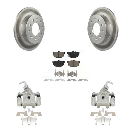 Rear Disc Brake Caliper Coated Rotors And Ceramic Pads Kit For Hyundai Tiburon KCG-100195C by Transit Auto