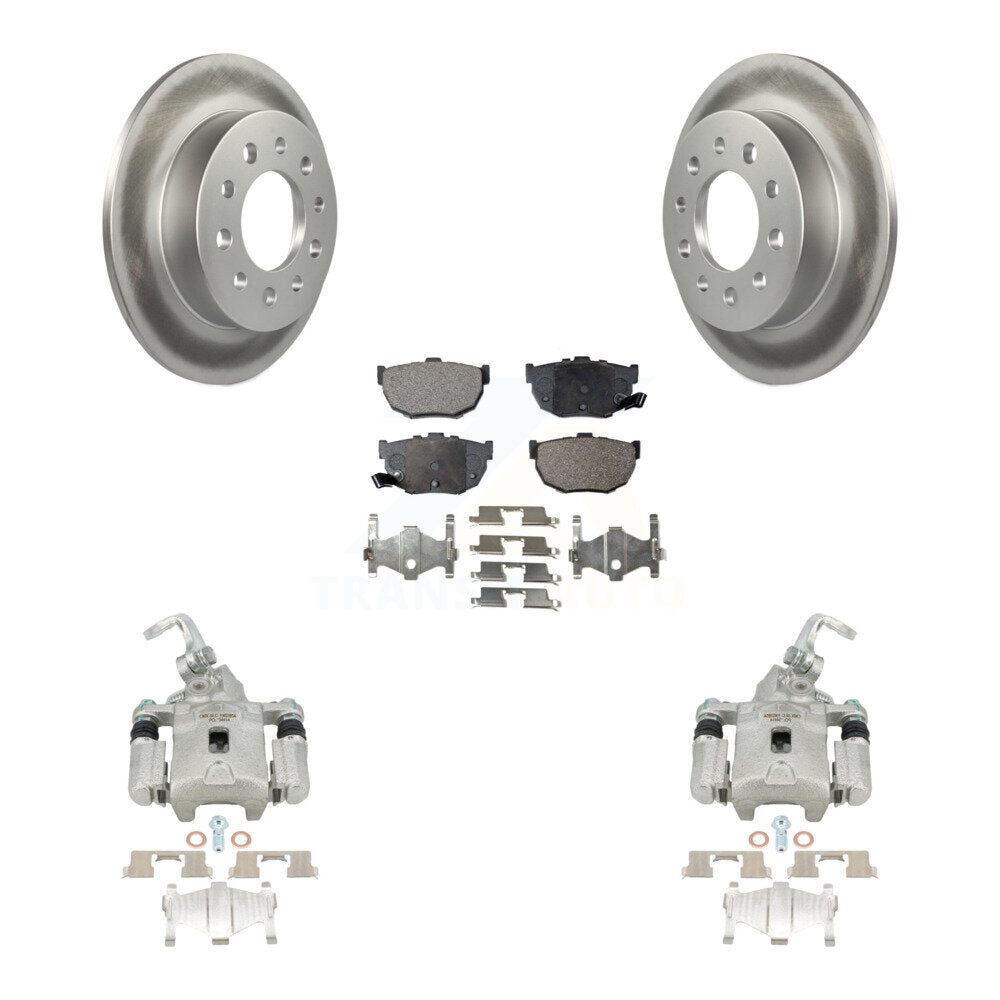 Rear Disc Brake Caliper Coated Rotors And Semi-Metallic Pads Kit For Hyundai Tiburon KCG-100195P by Transit Auto