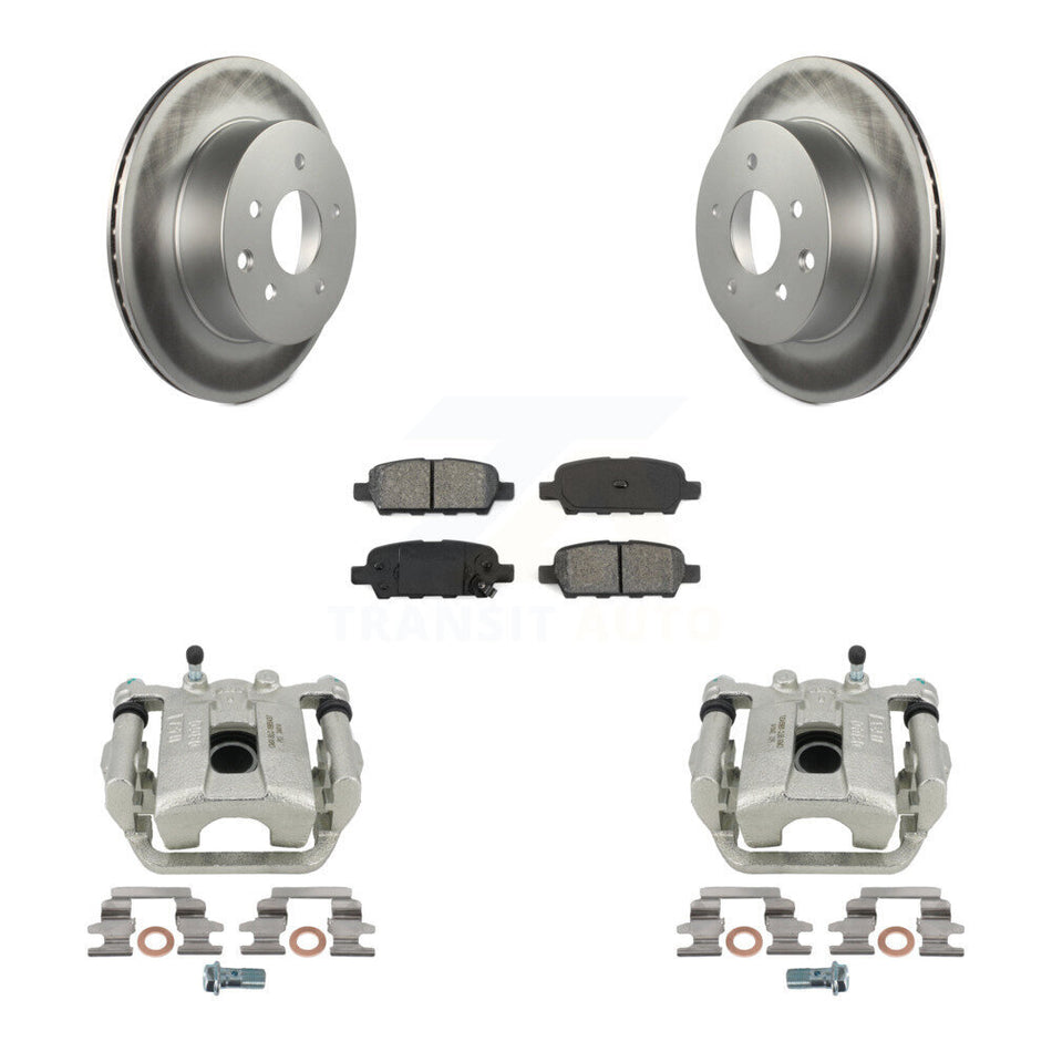 Rear Disc Brake Caliper Coated Rotors And Semi-Metallic Pads Kit For Nissan Rogue Select X-Trail KCG-100195S by Transit Auto