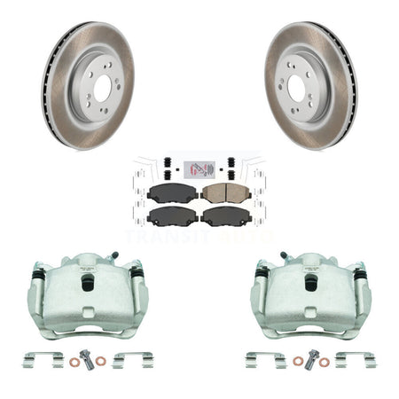 Front Disc Brake Caliper Coated Rotors And Ceramic Pads Kit For 2012-2016 Honda CR-V FWD KCG-100198N