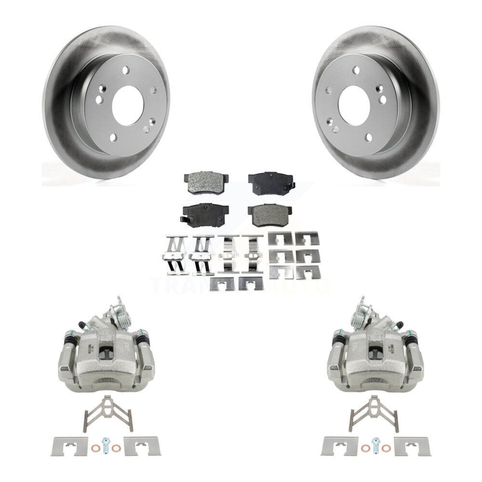 Rear Disc Brake Caliper Coat Rotor Semi-Metallic Pad Kit For 1998-2002 Honda Accord 3.0L KCG-100199P