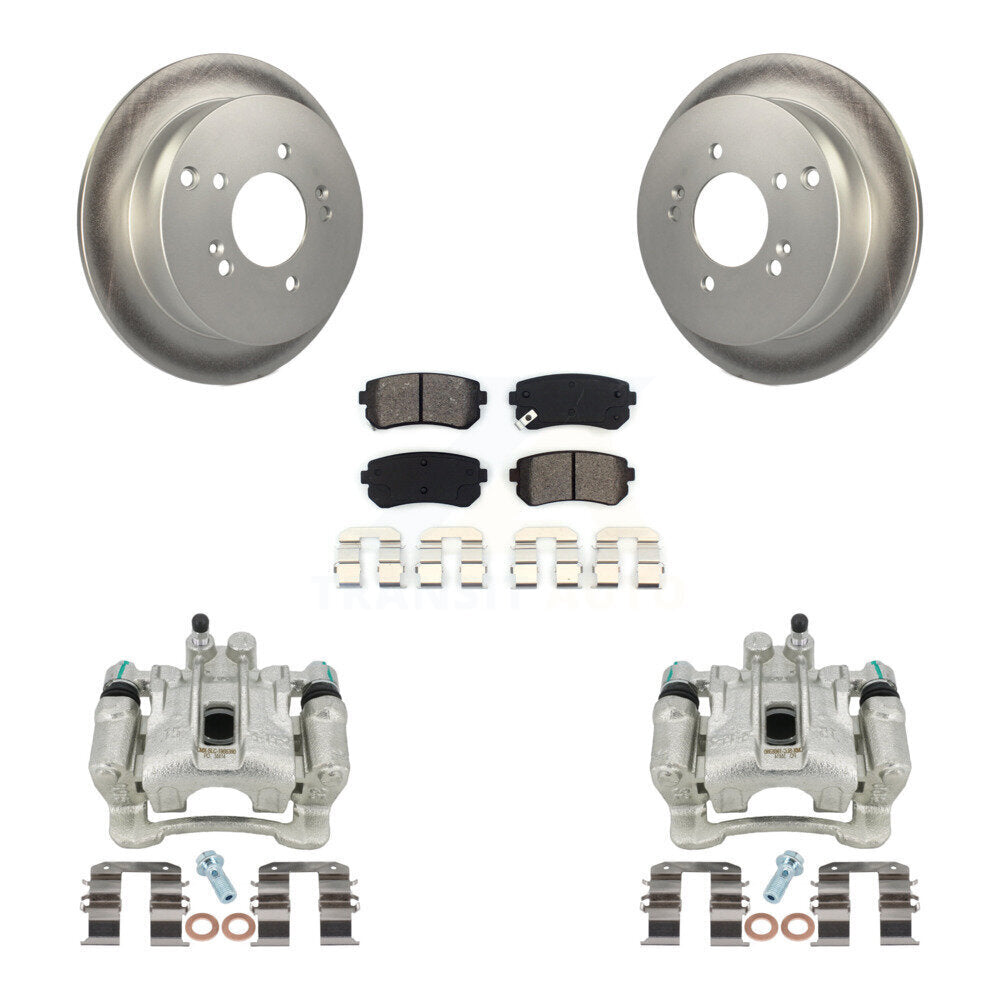 Rear Disc Brake Caliper Coated Rotors And Semi-Metallic Pads Kit For Hyundai Tucson Kia Sportage AWD KCG-100199S by Transit Auto