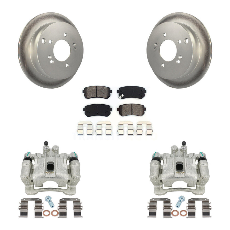 Rear Disc Brake Caliper Coated Rotors And Semi-Metallic Pads Kit For Hyundai Tucson Kia Sportage AWD KCG-100199S