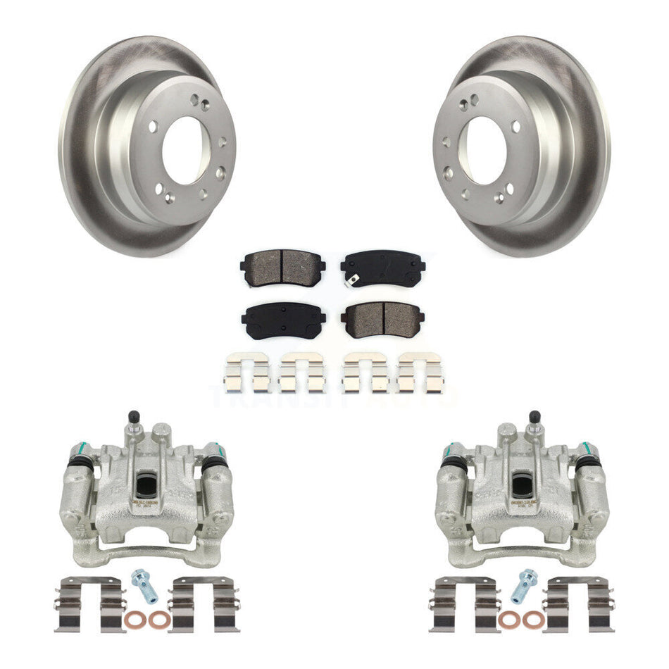 Rear Disc Brake Caliper Coated Rotors And Semi-Metallic Pads Kit For Hyundai Tucson Kia Sportage FWD KCG-100200S by Transit Auto