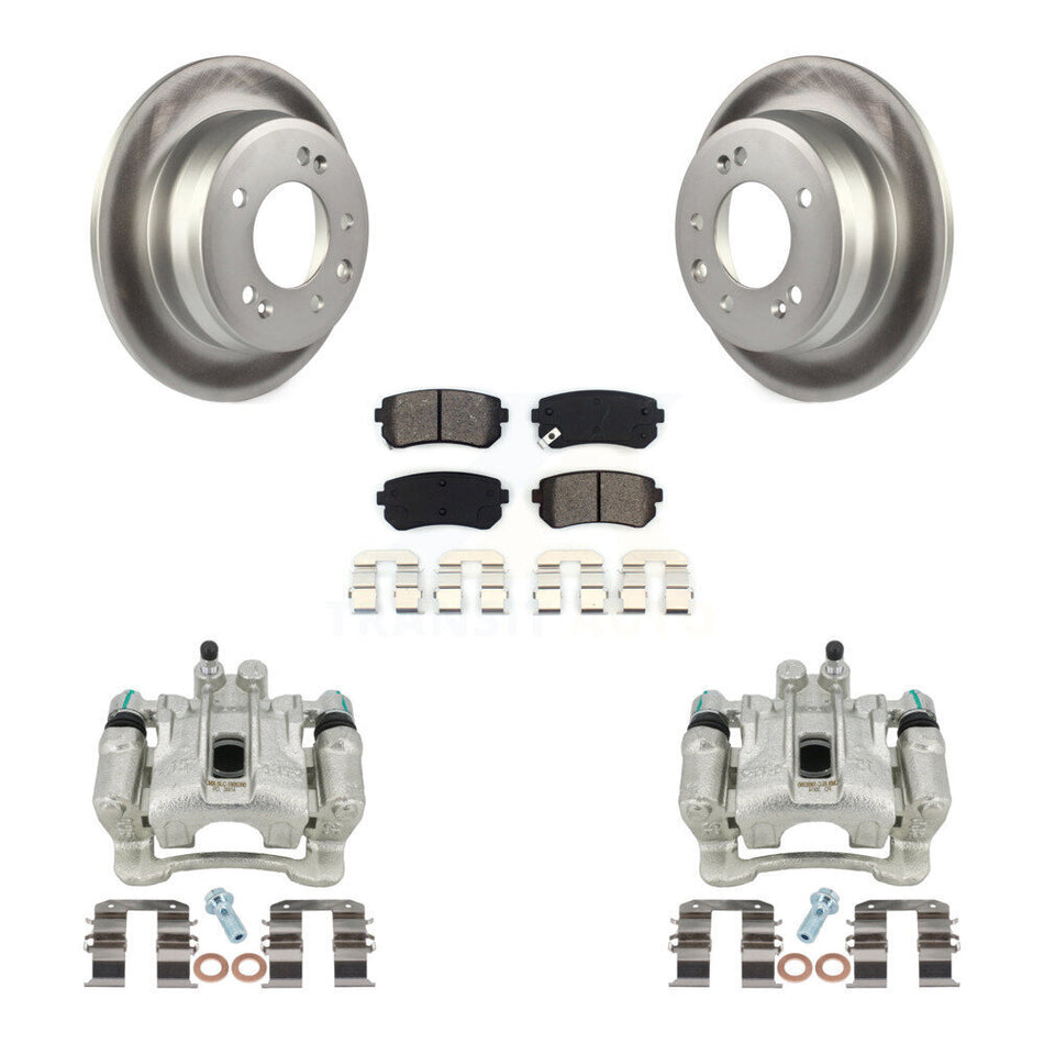 Rear Disc Brake Caliper Coated Rotors And Semi-Metallic Pads Kit For Hyundai Tucson Kia Sportage FWD KCG-100200S