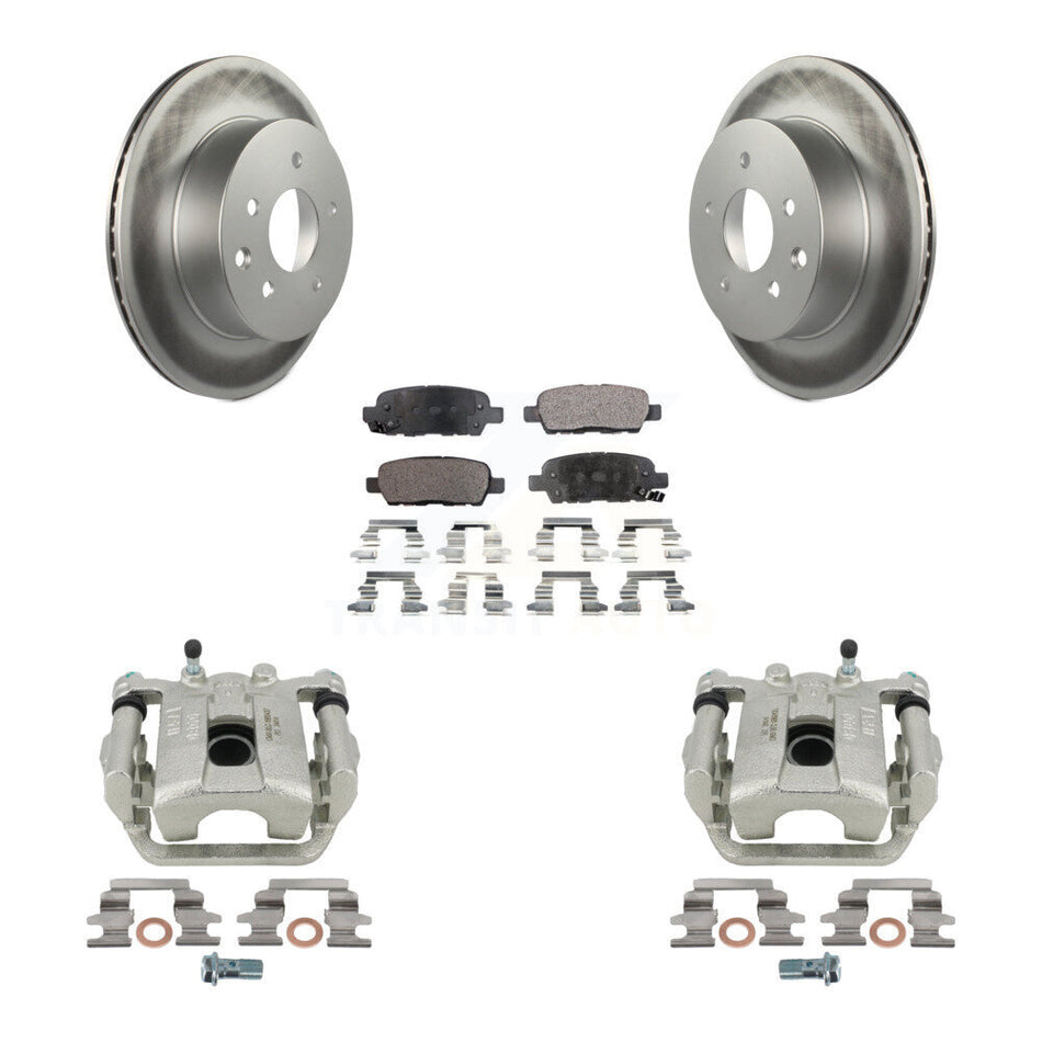 Rear Disc Brake Caliper Coated Rotors And Semi-Metallic Pads Kit For Nissan Rogue Select X-Trail KCG-100201P by Transit Auto