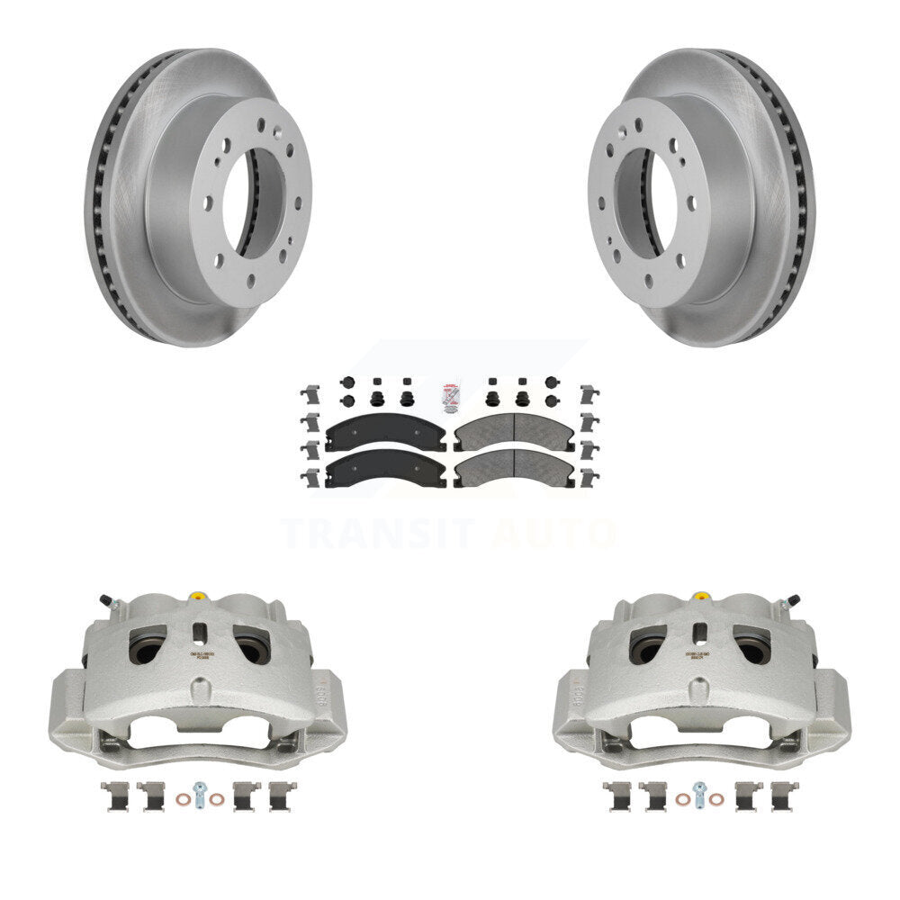 Front Brake Caliper Coat Rotors & Semi-Metallic Pad Kit For GMC Chevrolet Sierra 2500 HD KCG-100204N