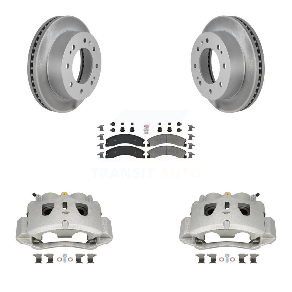 Front Brake Caliper Coat Rotors & Semi-Metallic Pad Kit For GMC Chevrolet Sierra 2500 HD KCG-100204N