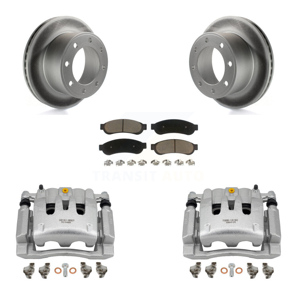 Rear Disc Brake Caliper Coated Rotor And Ceramic Pad Kit For Ford F-250 Super Duty F-350 KCG-100206C