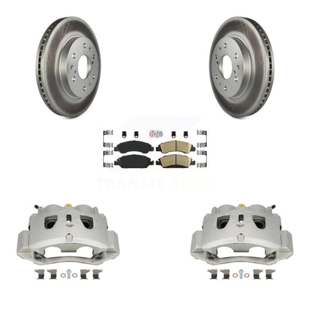 Front Disc Brake Caliper Coated Rotor And Ceramic Pad Kit For 2016 Chevrolet Suburban HD KCG-100206N