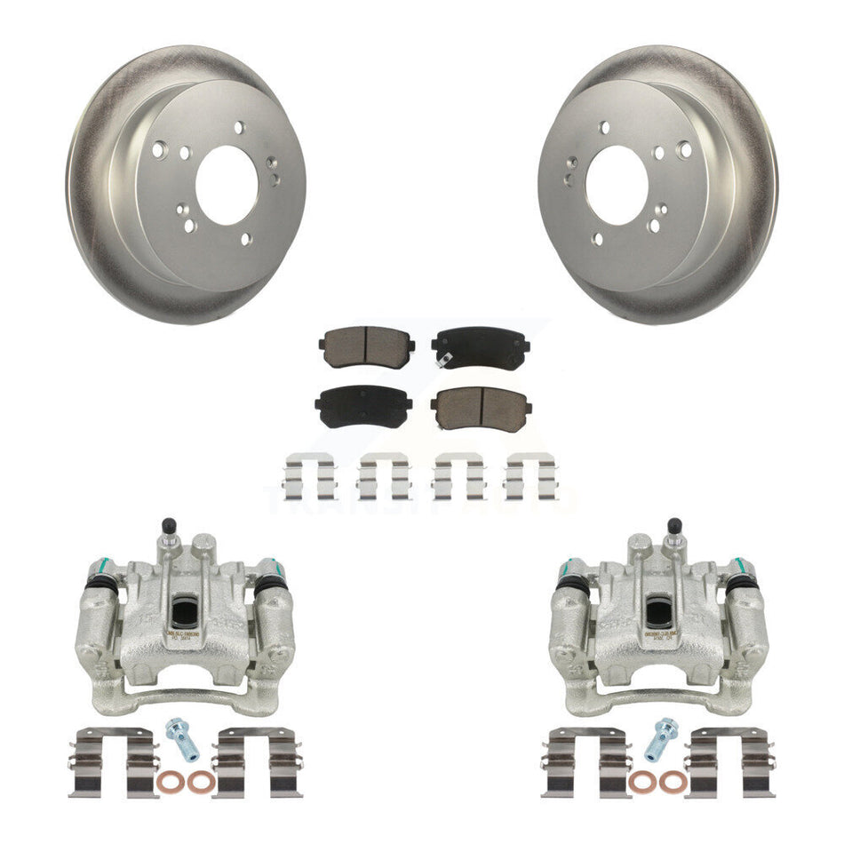 Rear Disc Brake Caliper Coated Rotors And Ceramic Pads Kit For Hyundai Tucson Kia Sportage AWD KCG-100207C by Transit Auto