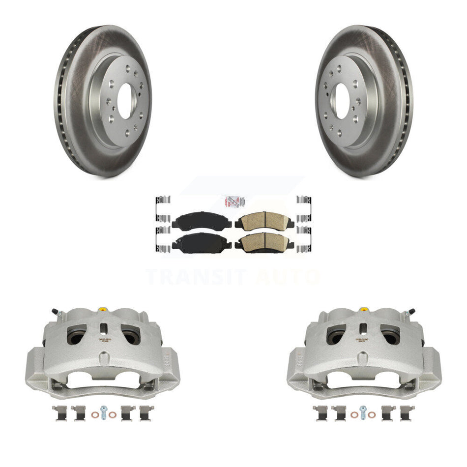 Front Disc Brake Caliper Coated Rotor And Ceramic Pad Kit For 2016 Chevrolet Suburban HD KCG-100207N